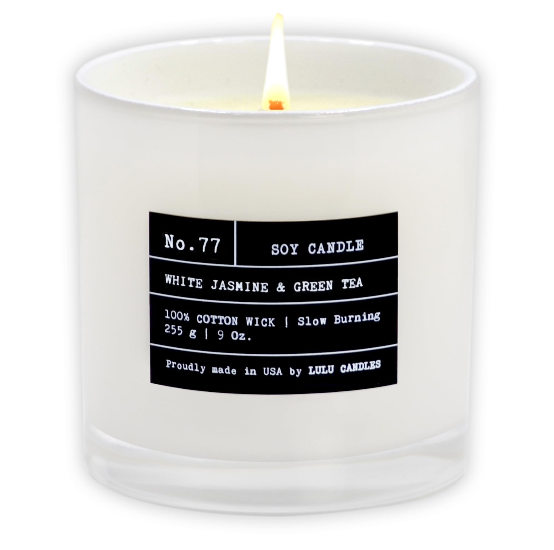 Lulu Candles | Biały jaśmin i zielona herbata | Luksusowa świeca zapachowa w słoiku sojowym | ręcznie nalewana w USA | wysoce pachnąca i długotrwała (255 g)