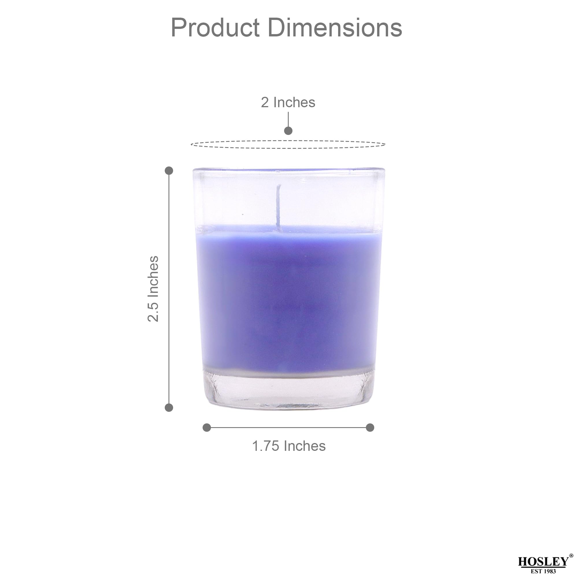 HOSLEY Lavender Fields Fragrance Glass Votive Candles| Scented Votive Glass Candles Perfect for Home Decor| Burn Time 12 Hours Each|4.2 cm Diameter|Pack of 3|6 cm Long Each (1.6 Oz Wax Each) 3