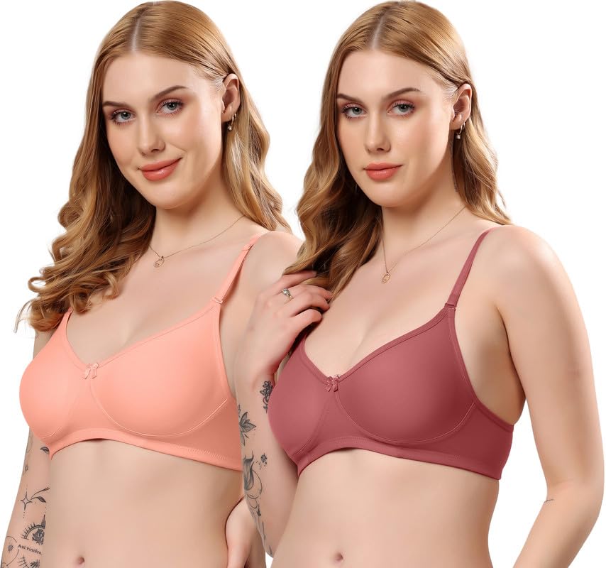Image of London Hills Regular Bra for Women Everyday Non Padded Wire Free Mid Coverage Cotton Blend
