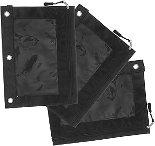 HONMEET 3 Pçs Saco De Lápis Máscara De Olho Clipes Fichário Porta Lápis Remendo De Olho Bolsa De Lápis Para 3 Anéis Fichário Malotes Fichário Fichário Bolsa De Lápis Sacos Fichário Com