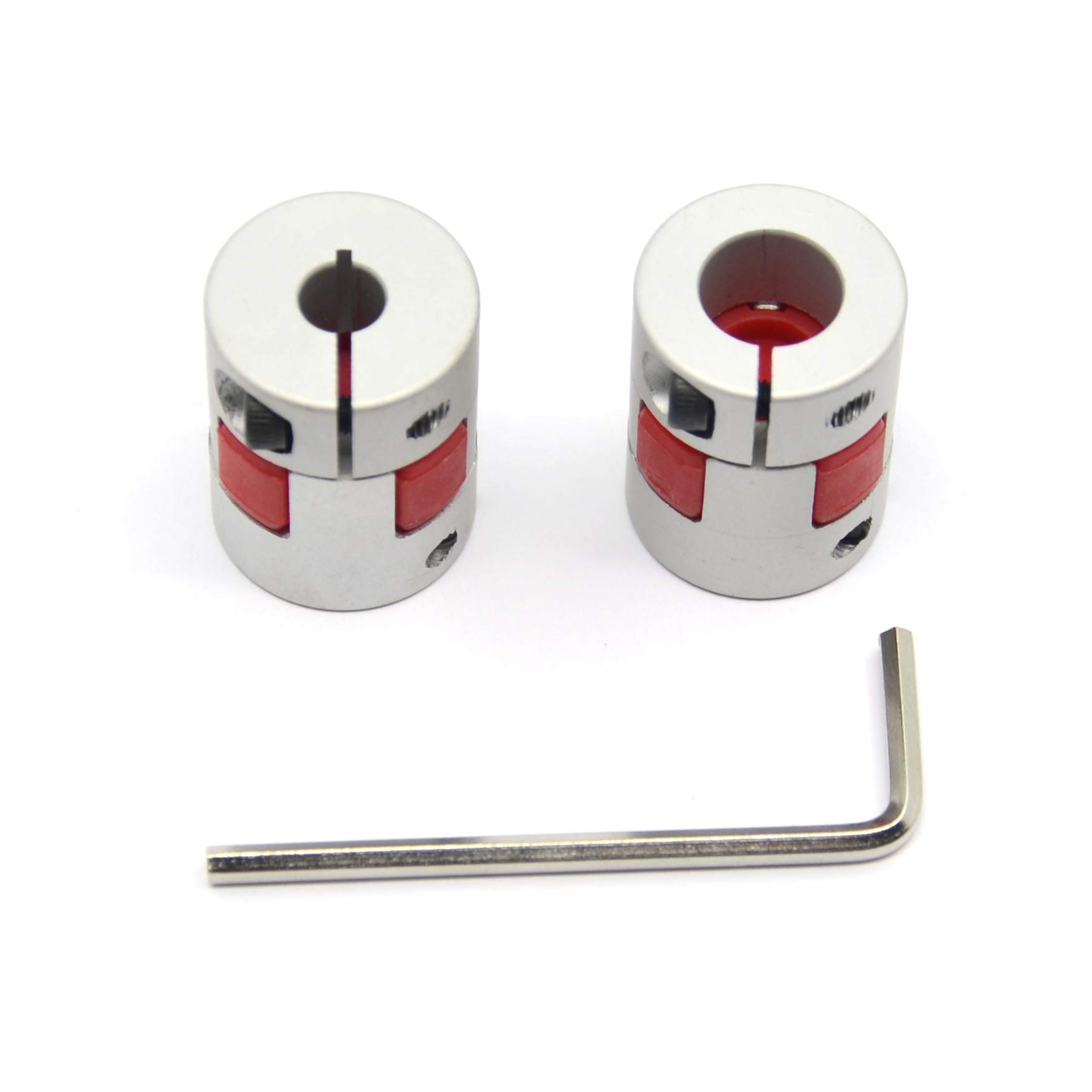 2pcs 6mm to 10mm aluminium plum flexible shaft coupling diameter 20mm length 25mm connector flexible coupler for 3d printer cnc machine and servo stepped motor(6x10mm)