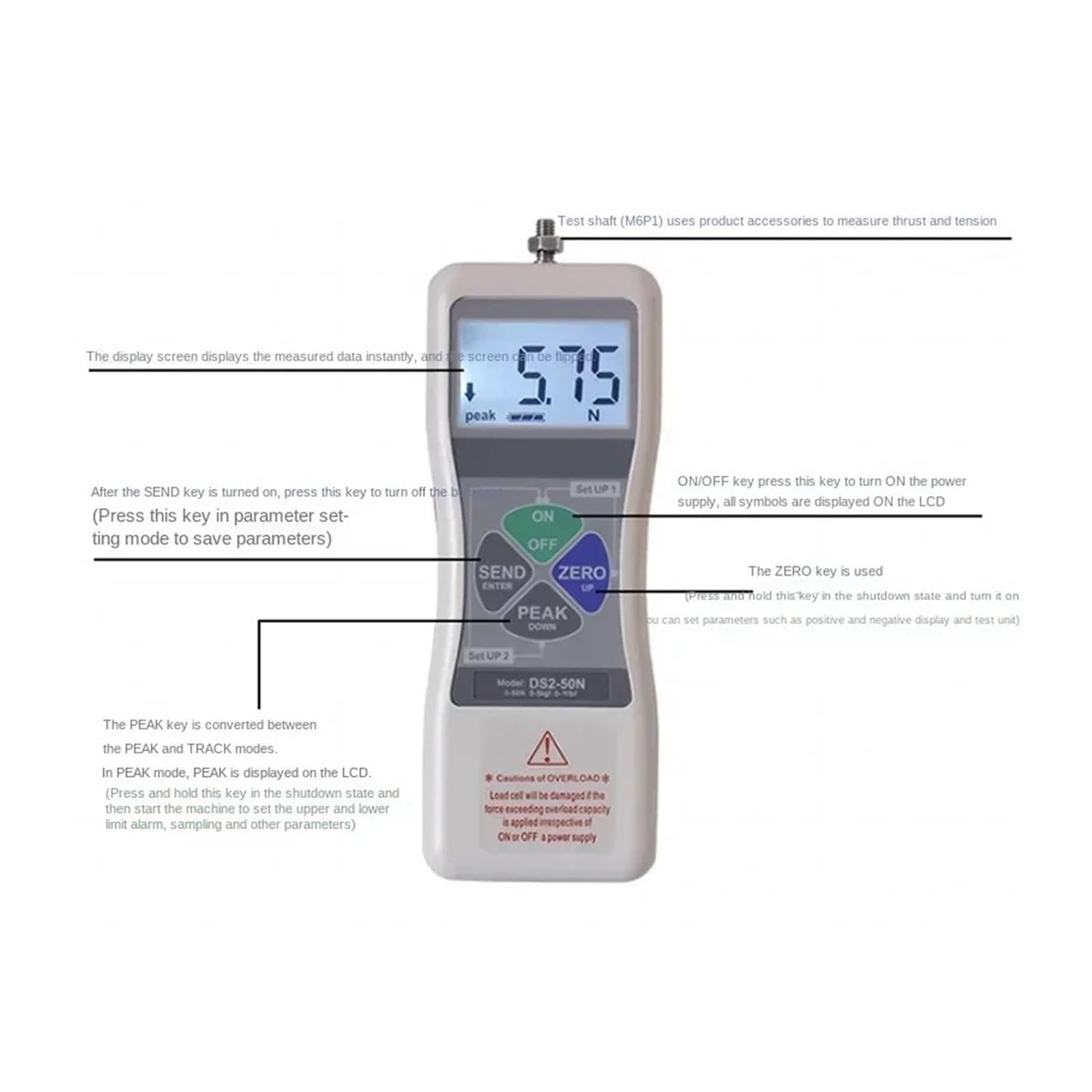 Testeur Ph Pull à jau de Force numérique 0-5000N, dynamomètre de haute précision avec écran LCD(20N)