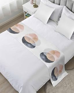 Queen Bed Runner Bohemian Nordic Color Block Bedding Runner Scarves Decorative Bed Scarf, Minimalist Art Soft Bed Runners for Bedroom Hotel Wedding 94x20in