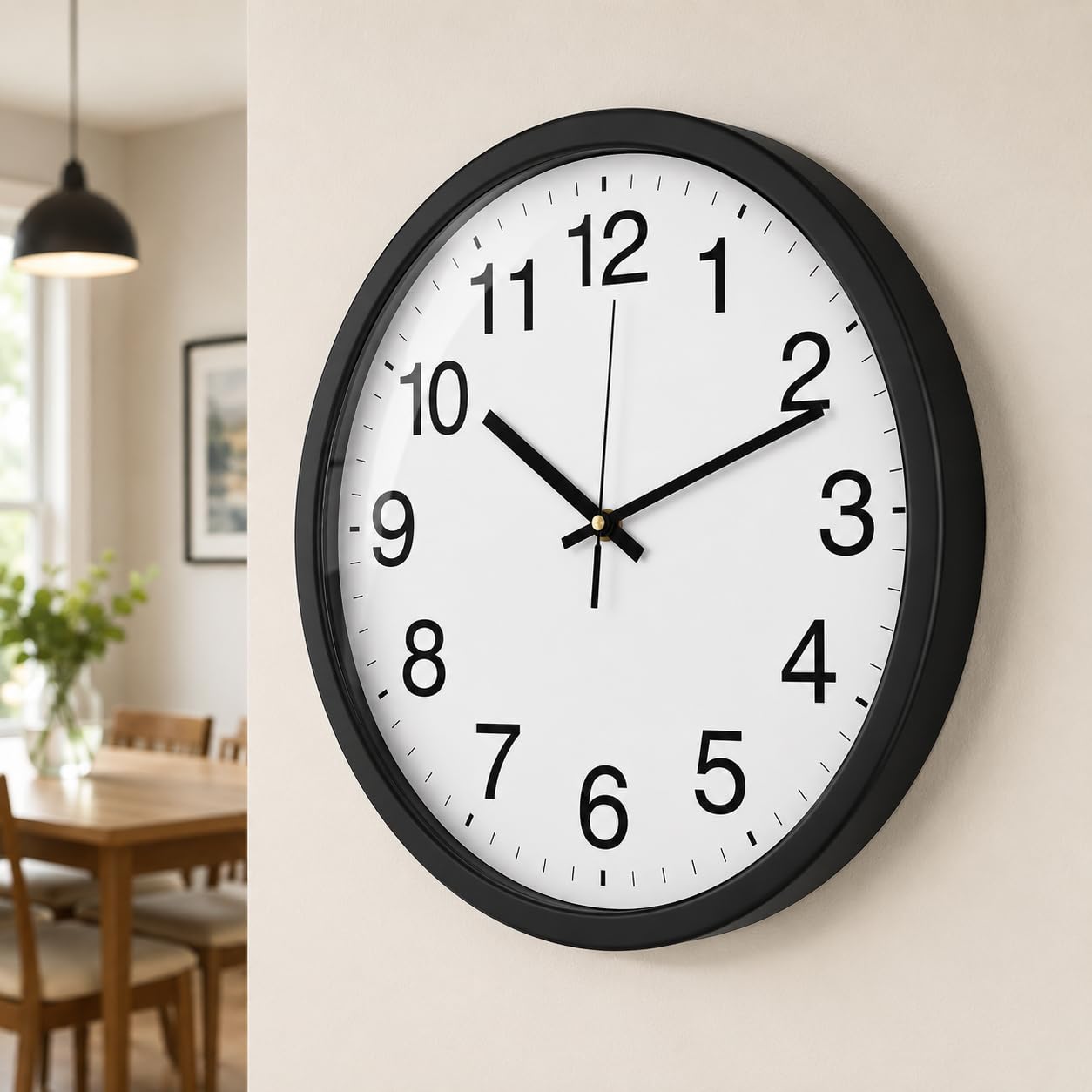 Outpicker Wall Clock Silent Non Ticking 14 Inch Battery Operated for Living Room Modern Bedrooms Office Kitchen (14 Inch-Black)