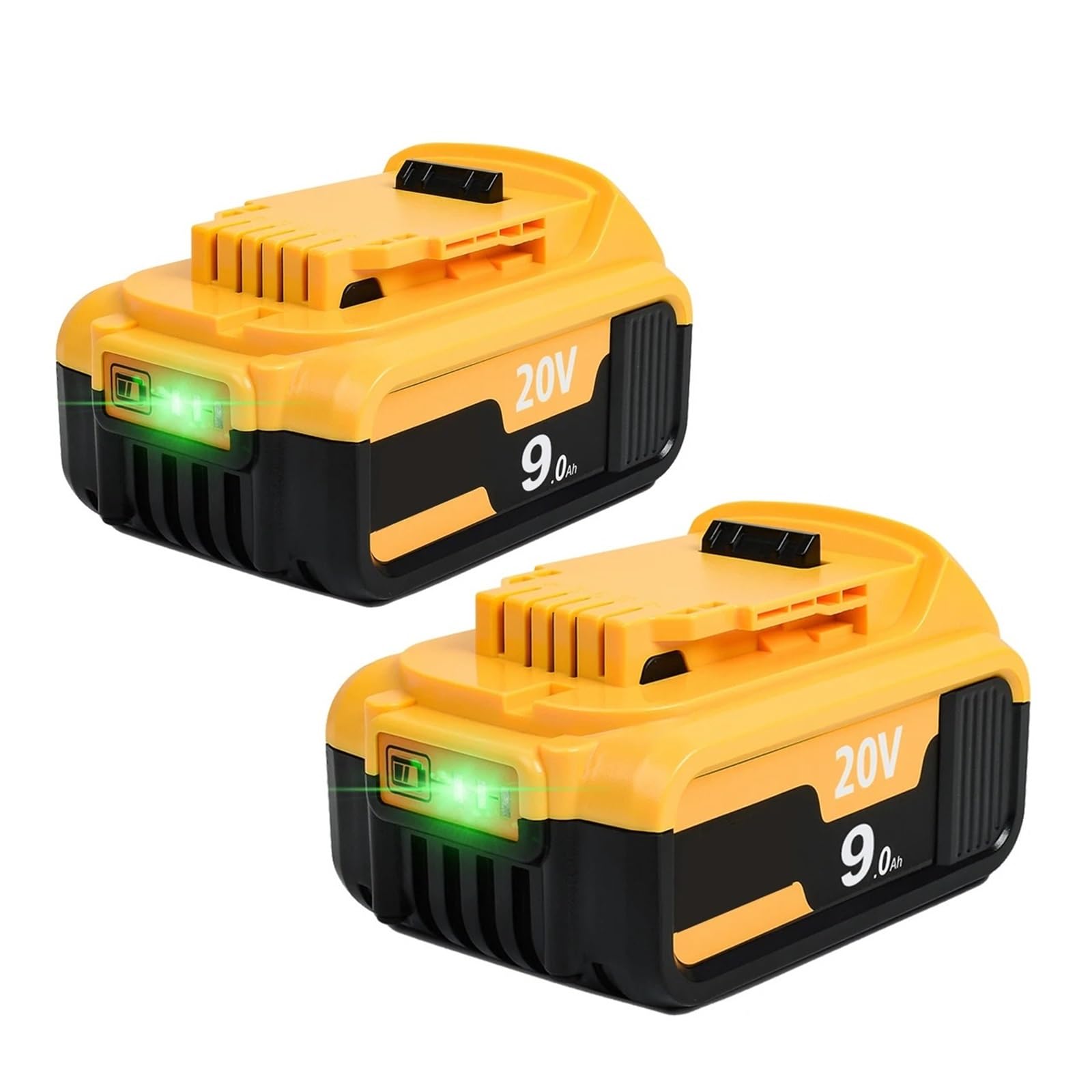 AGASHI Batteria agli ioni di Litio da 20 V 3,0 Ah/6,0 Ah/9,0 Ah, Compatibile con Dewalt DCB200 DCB206 DCB207 DCB204 DCB203 DCB200-2(2 PCS 9000AH)