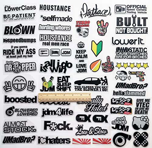 Hirokun 57 Pcs Jdm Cars Decal Racing Decal Jdm Motors Funny Car Stickers Racing For Car Bumber Motorcycle Decals Graphics Race Drift #TOP5