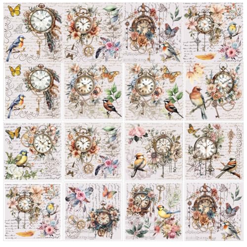 Autocollants de transfert pour papier bois, motif oiseau otter sur oiseau, décalcomanies printemps été, 1 ensemble de 12 feuilles  15