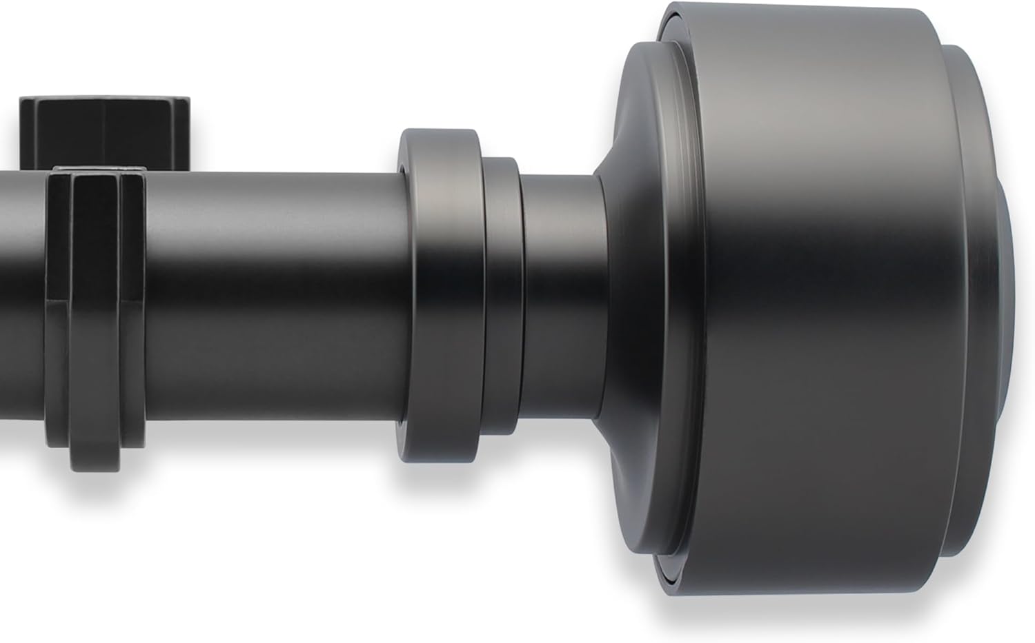 4.5 foot Custom Curtain Rod & Layered Knob Finials Bundle – Luxury Nonadjustable 1 ¼” Large Diameter with Designer Finials & Premium Quality Mounting Brackets – Matte Graphite Finish