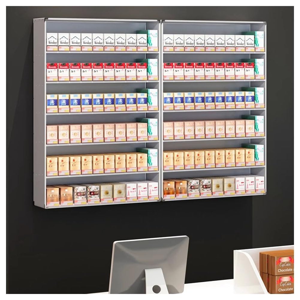 Armoire De Vente De Cigarettes Vitrine Pour Cigares, Bonbons Ou Objets De Collection, Organisateur D'armoires Pour Les Supermarchés, Les Bars, Avec Serrure Et Clé ( Couleur : Silver , Taille : 92.5x17