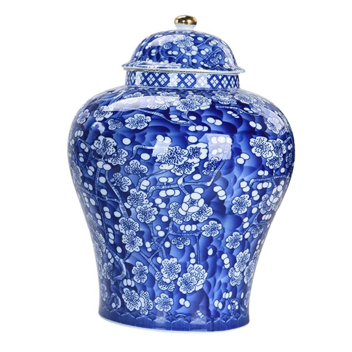 DKULMN Barattoli Decorativi, Barattolo di Porcellana Blu e Bianco con Coperchio, Scatola portaoggetti in Ceramica Cinese Antica Porcellana Blu e Bianca, Perfetto per Qualsiasi Stanza della Tua casa,S