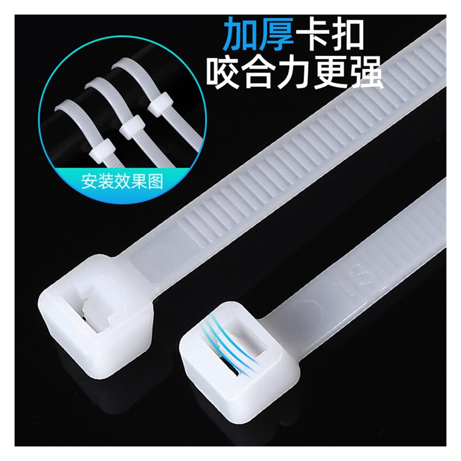 Surtido de bridas para cables,Bridas para cables, Brida de nailon de plástico autoblocante, sujeción de brida for cables blanca, 100 Uds.(4x250mm)