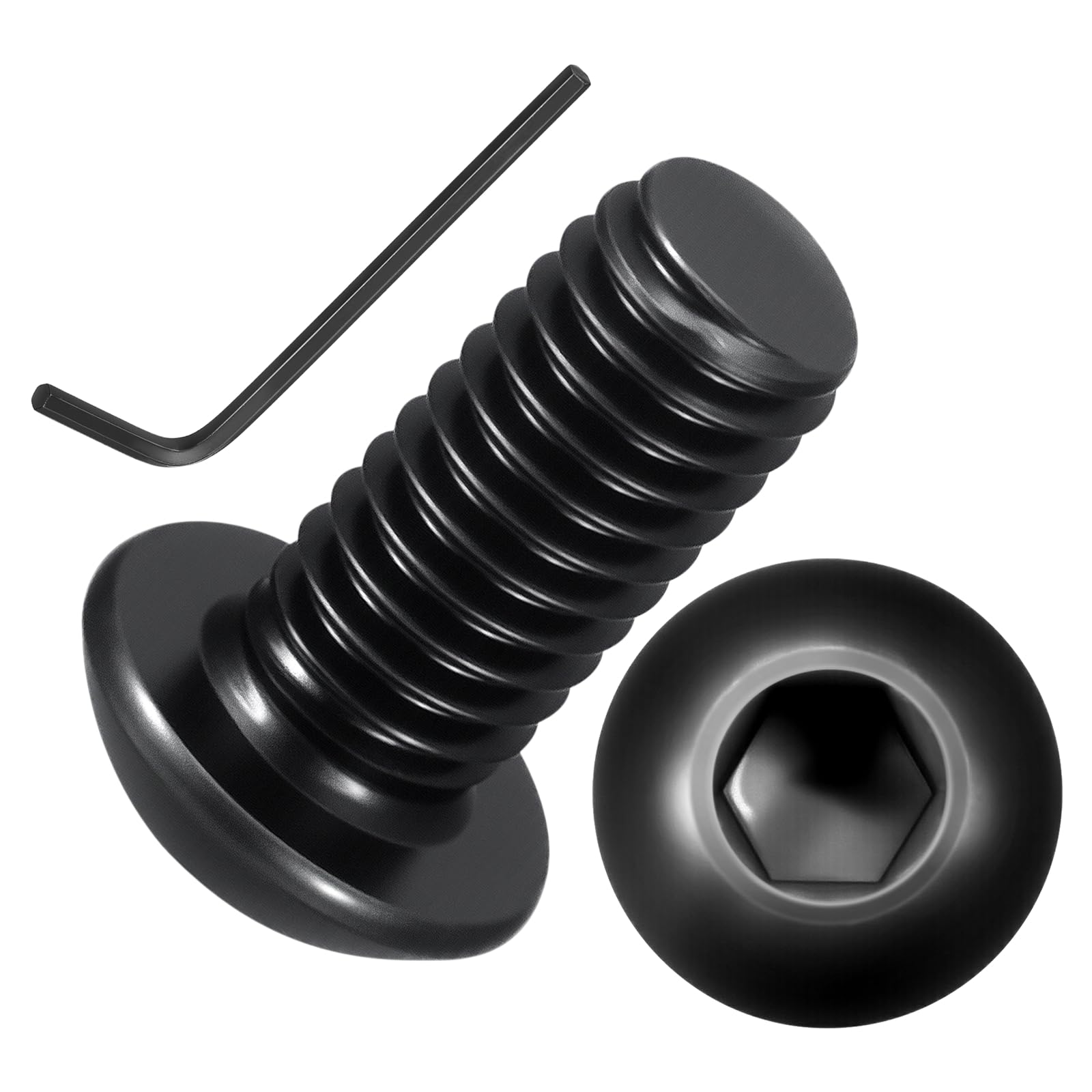 Kozelo 50pcs Button Head Socket Cap Screws - [M5-0.8x10mm] Zinc-Nickel Coated Good for Automotive, Marine & Outdoor Use Road Bicycle, Mountain Bike, Motorcycle - Alloy Steel - Black