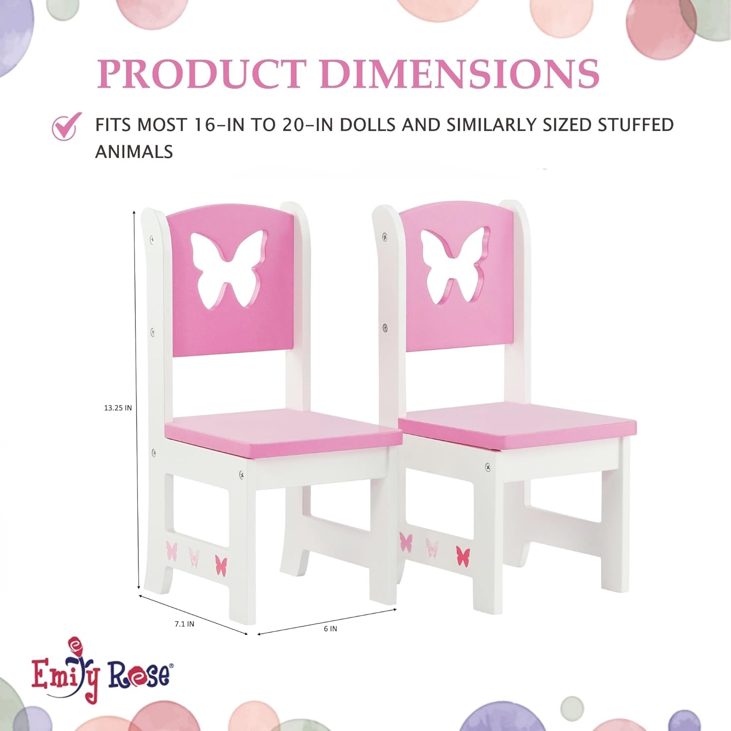 Emily Rose Doll Clothes 18 Inch Doll Kitchen Dining Chairs Accessories Furniture | 18" Doll 2 Chair Accessory Set | Fits 14-18 inch Dolls