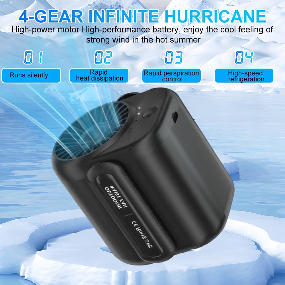 Ventilateur de ceinture portable avec clip, mini ventilateur rechargeable USB, 3 vitesses, ventilateur personnel à mains libres avec batterie intégrée, compact pour travail, camping, voyage, été