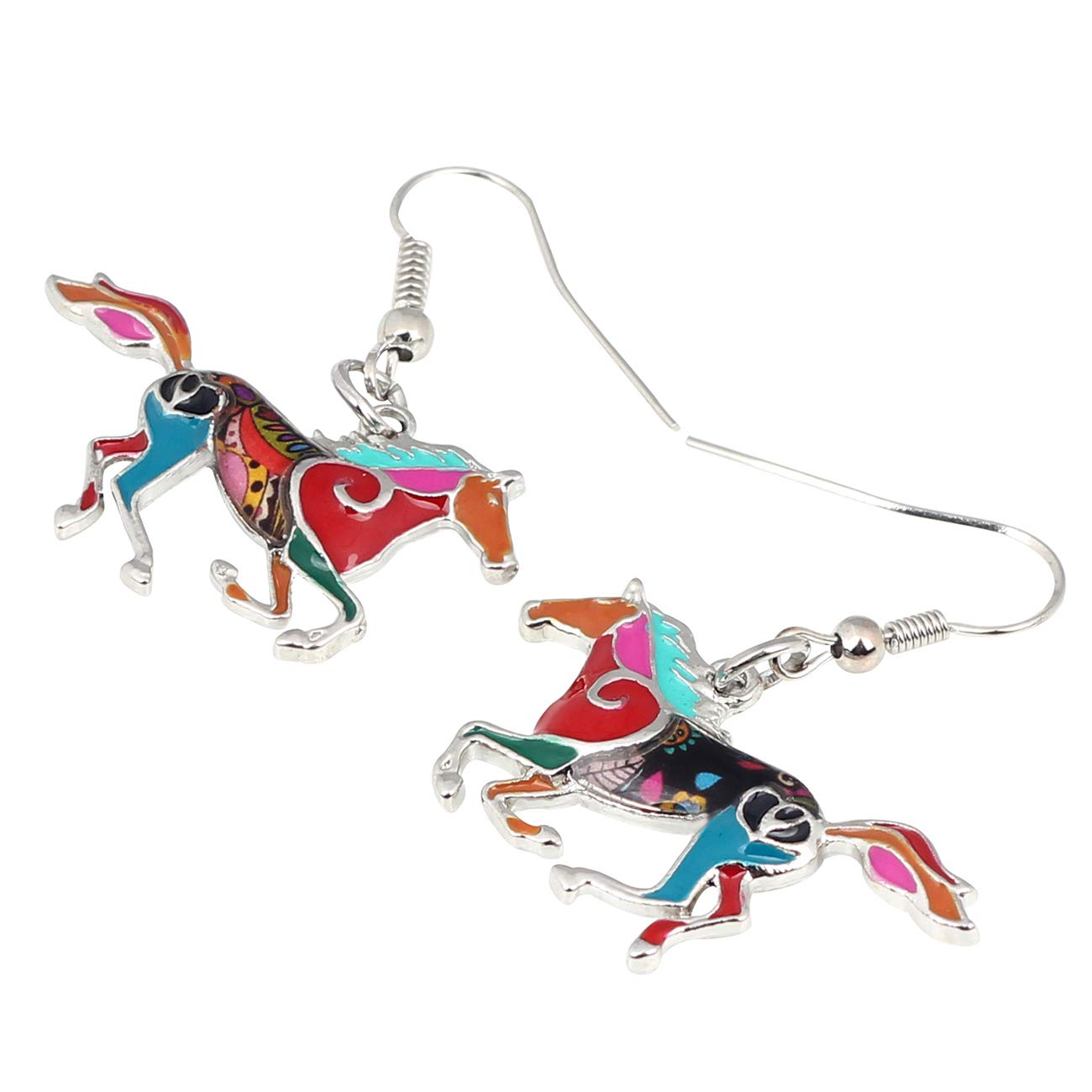 Enamel Alloy Running Horse Earrings Drop Dangle Fashion Jewelry for Women Girls Cute Charms Gift Zinc enamel, No Gemstone - Image 3