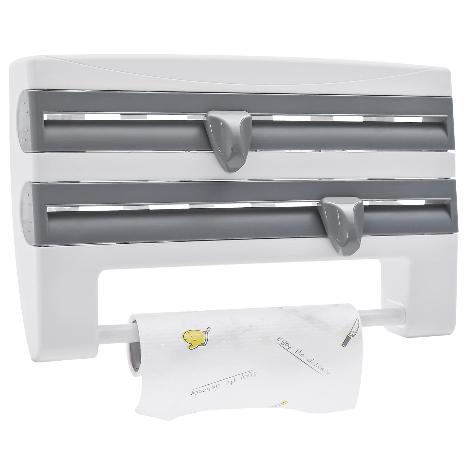 Portarotolo da parete da cucina, 3 in 1, adatto per organizzare rotoli di carta, pellicola di alluminio, pellicola trasparente
