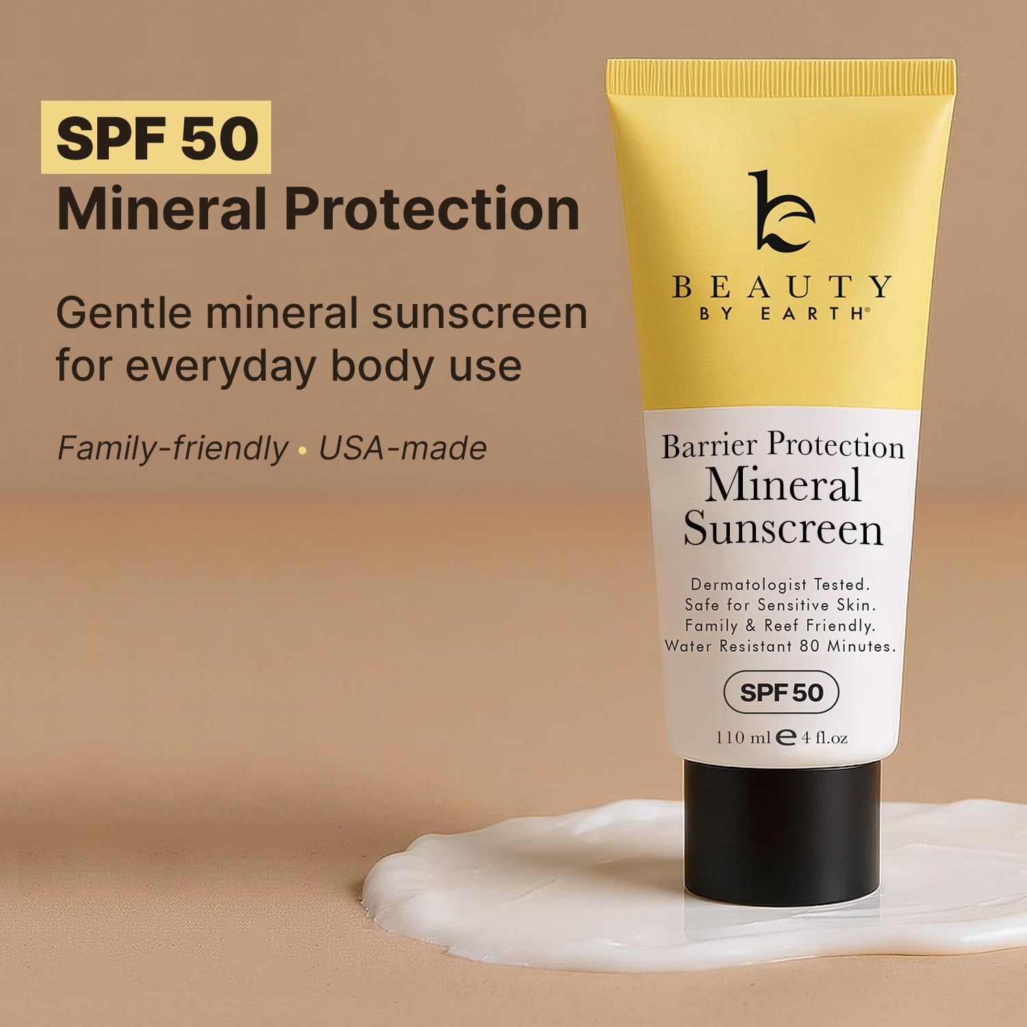 Mineral Sunscreen for Body SPF 50 – Reef Friendly Broad Spectrum Zinc Oxide, Made in USA with Organic & Natural Ingredients, Water Resistant 80 Min, Non Toxic Baby Sunblock for Kids, No White Cast - 2