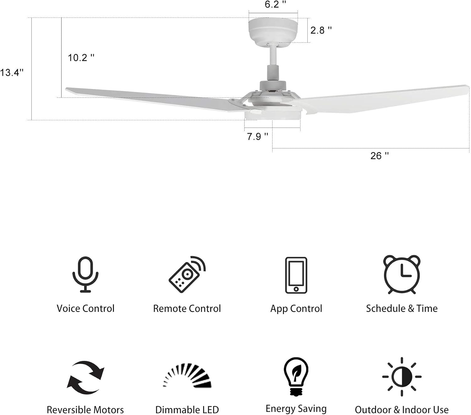 Rеvіеw SMAAIR 52 Outdoor Smart Ceiling Fan with Lights and Remote Control, Compatible with Alexa/Google Home/Siri, Dimmable LED Light and 10-speed DC Motor (Pure White) 🔥 Cаѕhbасk uр tо 70% SMAAIR 52 Outdoor Smart Ceiling Fan with Lights and Remote Control, Compatible with Alexa/Google Home/Siri, Dimmable LED Light and 10-speed DC Motor (Pure White)