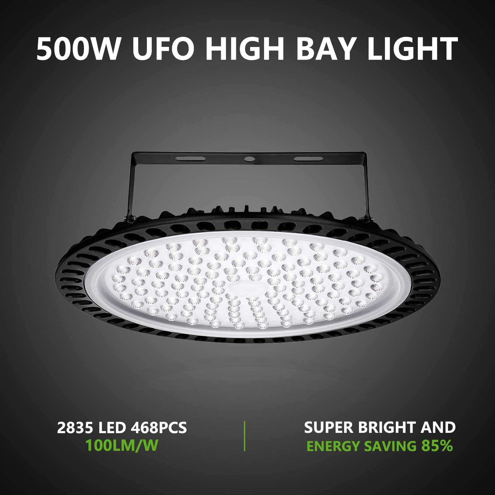 500W UFO LED High Bay Light 6000-6500K Cool White LED Workshop Light Ultra Thin Factory Warehouse LED Industrial — view 8