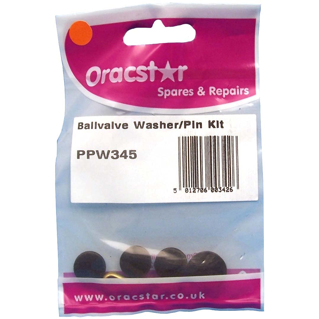Oracstar Black 15mm 4 Ball Valve Washers and Brass 35mm Split Pin - PPW345, Black and Brass - Image 3