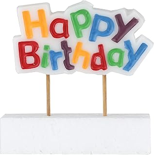 Chef Craft Select Happy Birthday Candle, 3 inch wide 1.5 inch tall, White