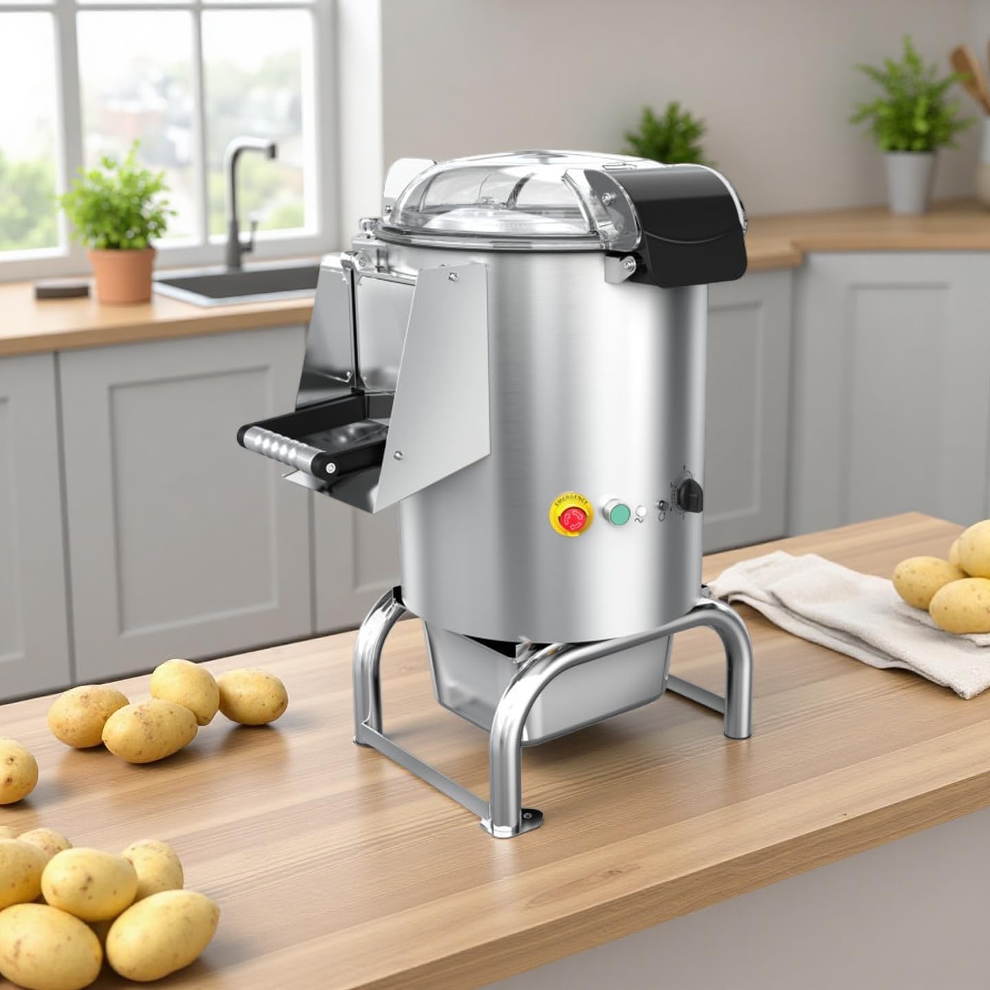 Peladora de Verduras automática eléctrica - Peladora de Patatas Industrial de 70-100 kg/h, Capacidad de 5 kg/12 L y 10 kg/22 L, 550 W/750 W para fábricas de Alimentos 5kg/12L