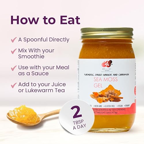 Miniatura 65 de Healthy Herbs Gel de musgo marino (piña de mango dulce) elaborado en forma silvestre de oro jamaicano de Santa Lucía Seamoss Superalimento