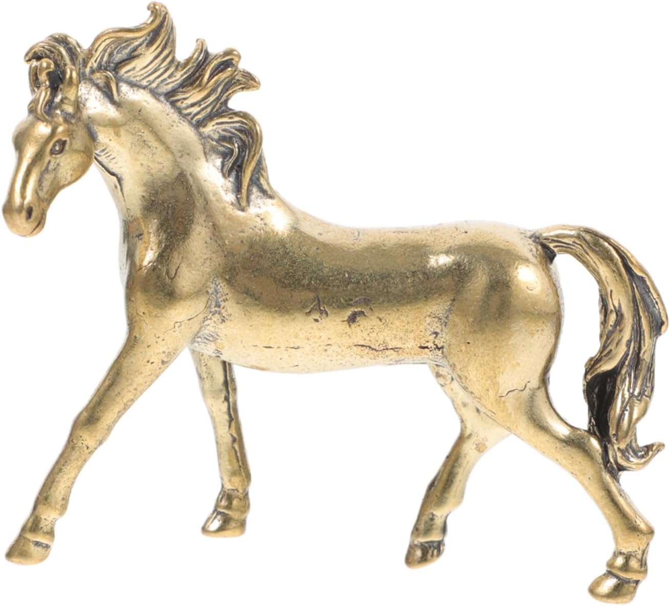 NUOBESTY Brass Horse Figurine Design Chinese Zodiac Horse Fengshui Pendant Figurines Statues and Sculptures Home Decor