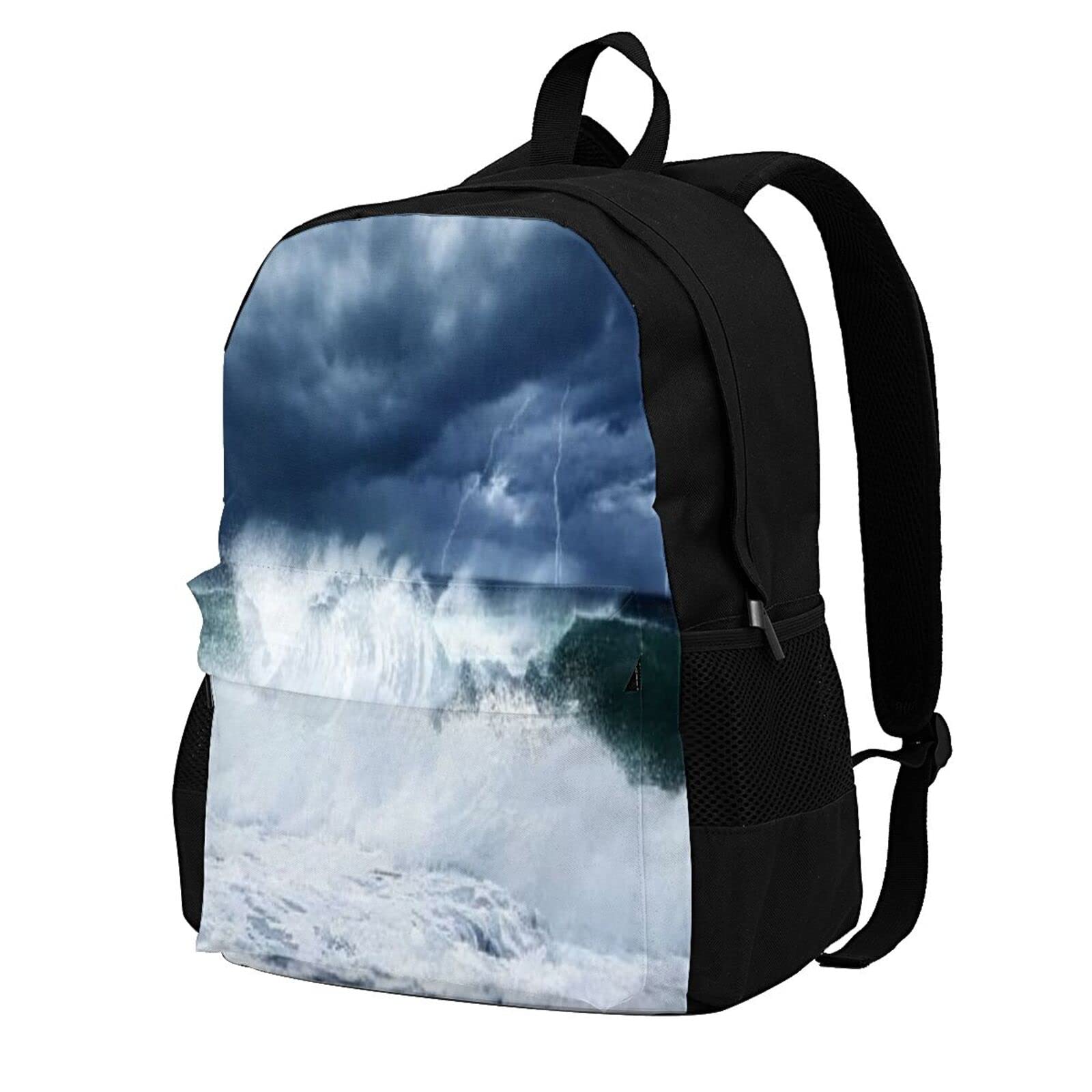 Wave Thunderstorm Lightning Beach Cloudy Rainy Sky Powerful Tide Cold,Travel Laptop Backpack,Computer Backpacks Laptops