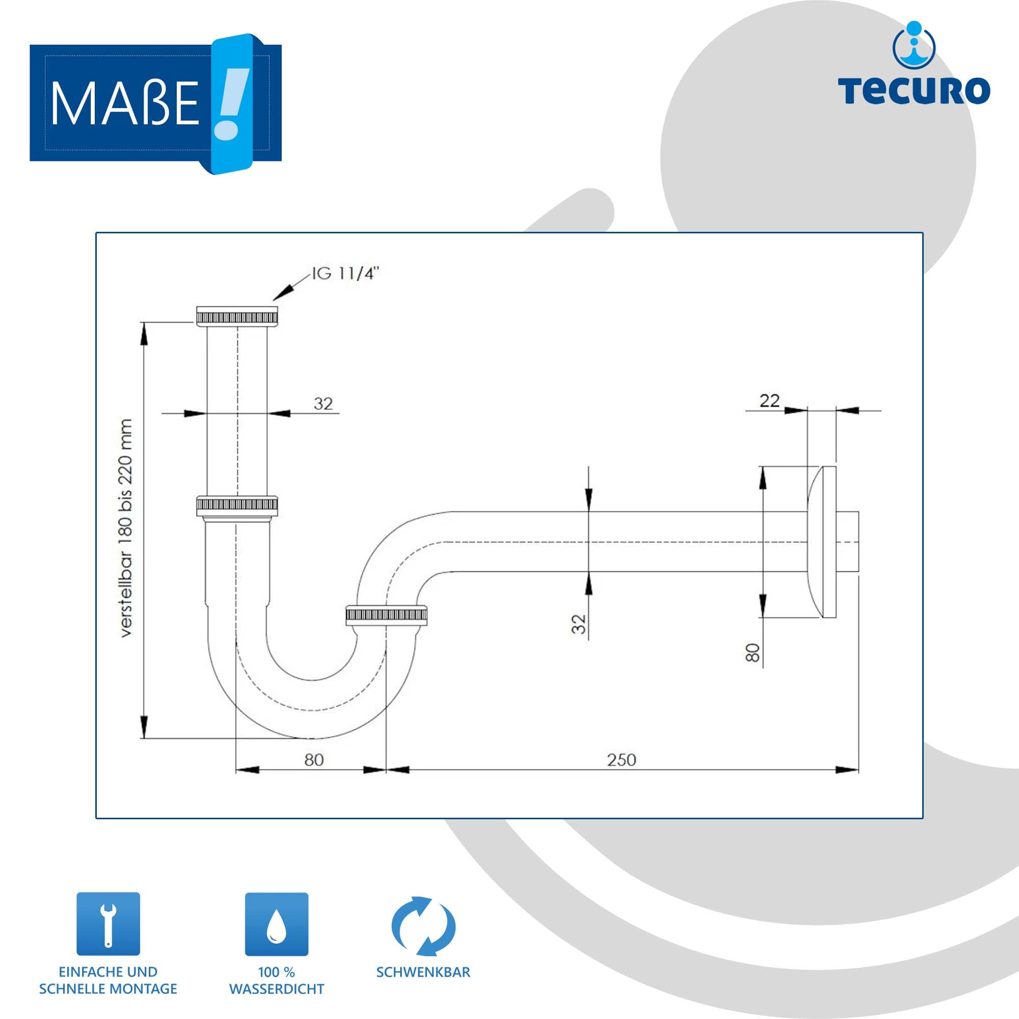 tecuro -57496- rurkowy syfon Plus - mosiądz matowy szlachetny