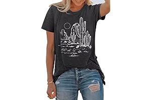 Western Cactus Clothes Graphic Hiking Tee Top