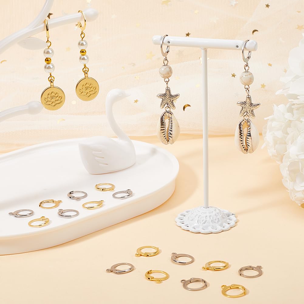 SUNNYCLUE 1 Boîte 30 Pièces Résultats De Boucle D'oreille Levier Levier Français Boucle D'oreille Crochets Fil Résultats Pour La Fabrication De Bijoux Bricolage