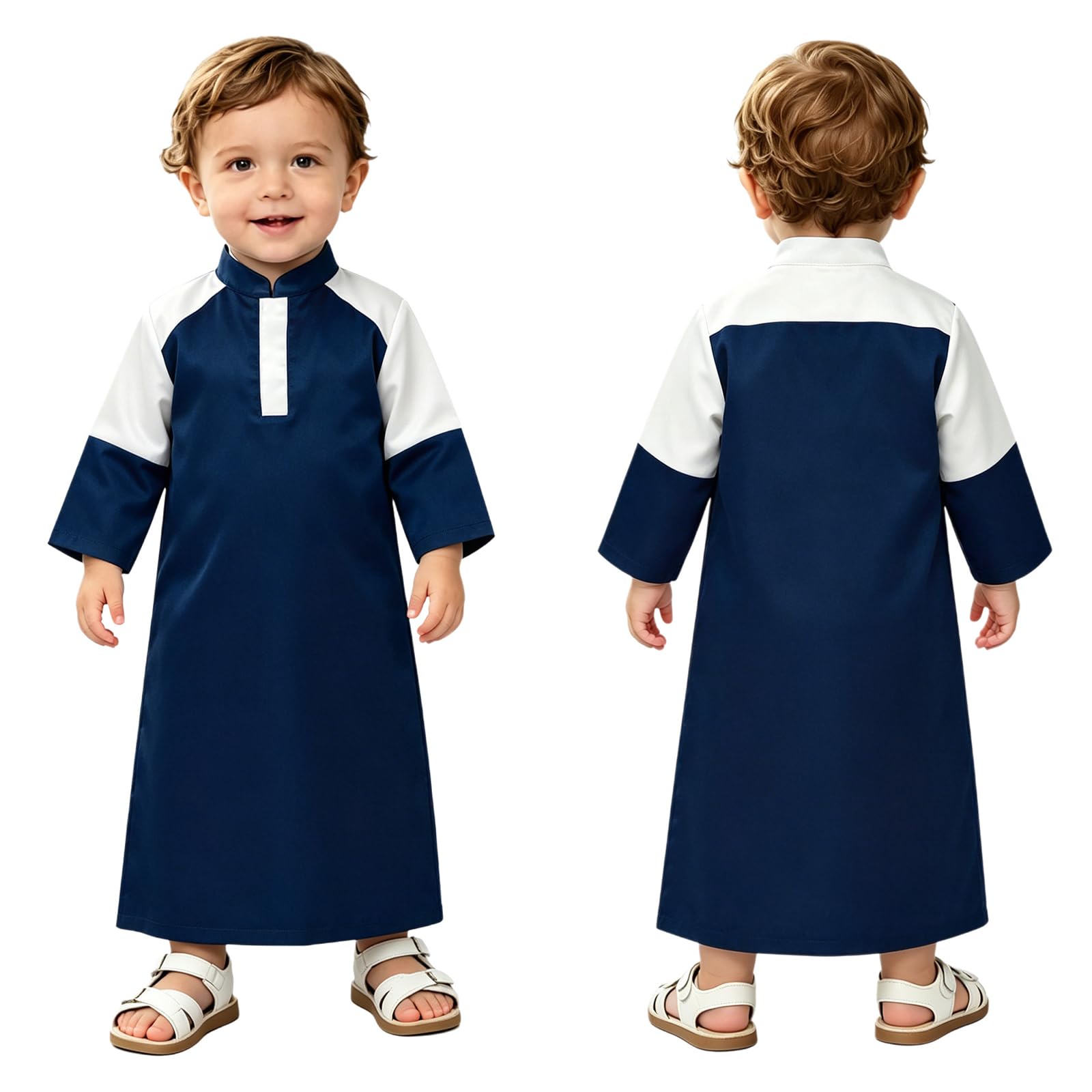Nourrisson Thobe Arabe Pour Bébé Garçon Robe Manches Longues Abaya Islamique Pour Garçons Thobe Léger En Coton Col Montant Bal Masqué