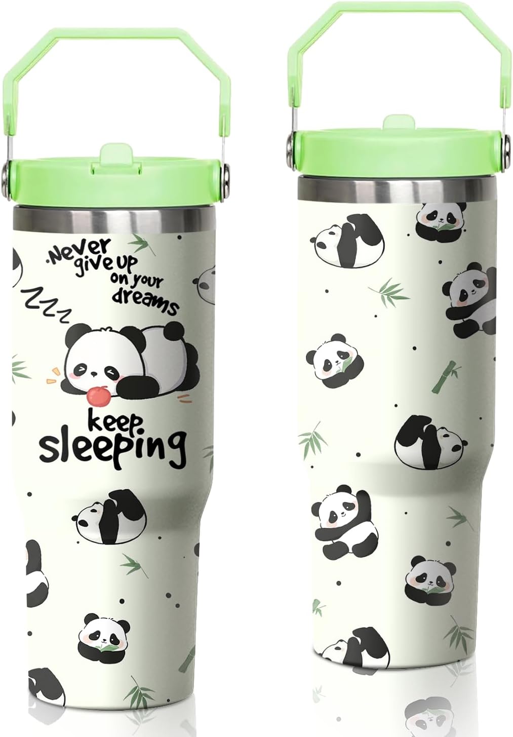 Frog Tumbler with Handle and Flip Straw, 30oz Travel Coffee Mug Water Bottle with Lid, Stainless Steel Insulated Cup, Birthday Gifts for Women Animal Lovers