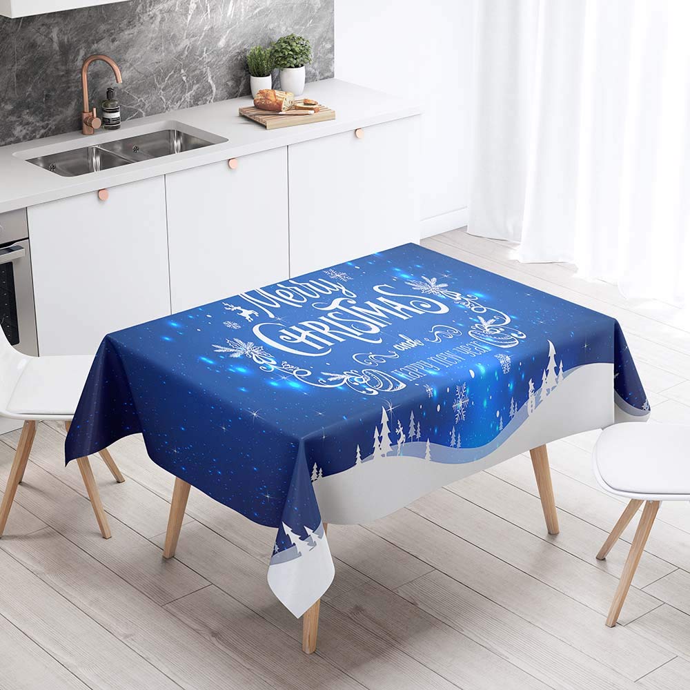 Dotbuy-Shop Blue Wreath Dotbuy Christmas Table Cloths Rectangular Christmas Tablecloths Table Cloth Washable Cloth Fabric Xmas Table Cloth Protector Table Cover Home Decoration (,90X90cm)