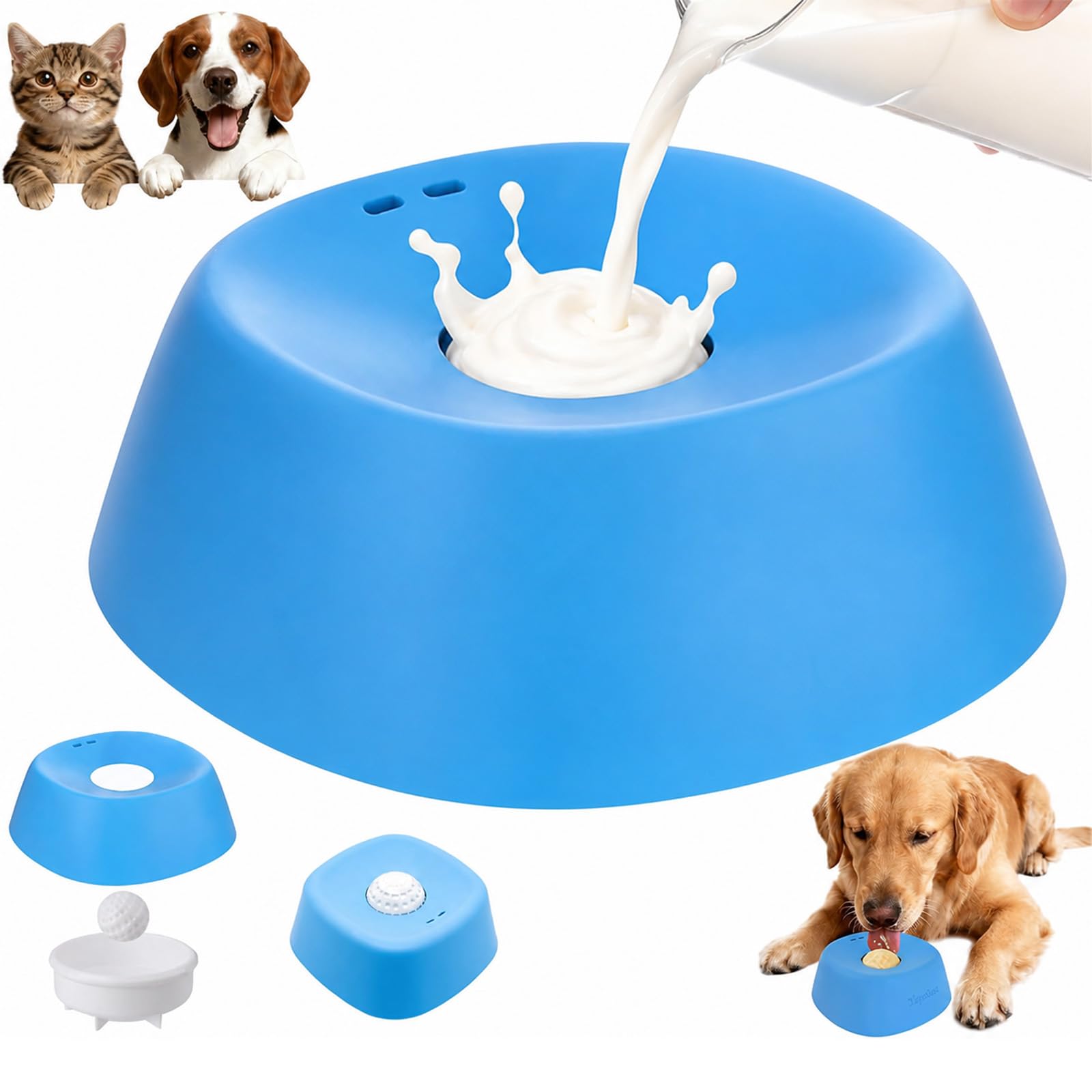 Puppy Lick Mat with Ball Rolling, Slow Liquid Treat Feeder, Anti-Slip Blue