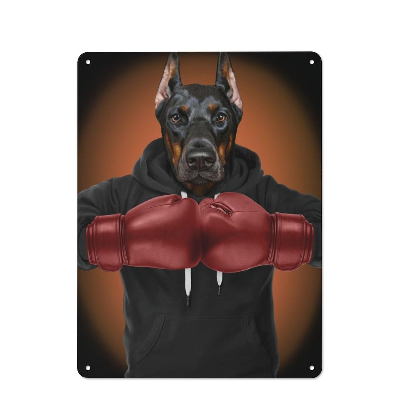 Junmoney Boxer Doberman Vintage Metal Plaque 40X30cm Featuring For Pub Or Café, Suited To Café Interior Fans