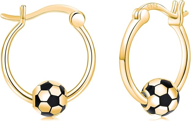 Baseball/Football/Basketball/Volleyball Earrings 925 Sterling Silver Hoop Earrings Hypoallergenic Cool Sports Earrings Jewelry Gifts for Women Girls Sensitive Ears
