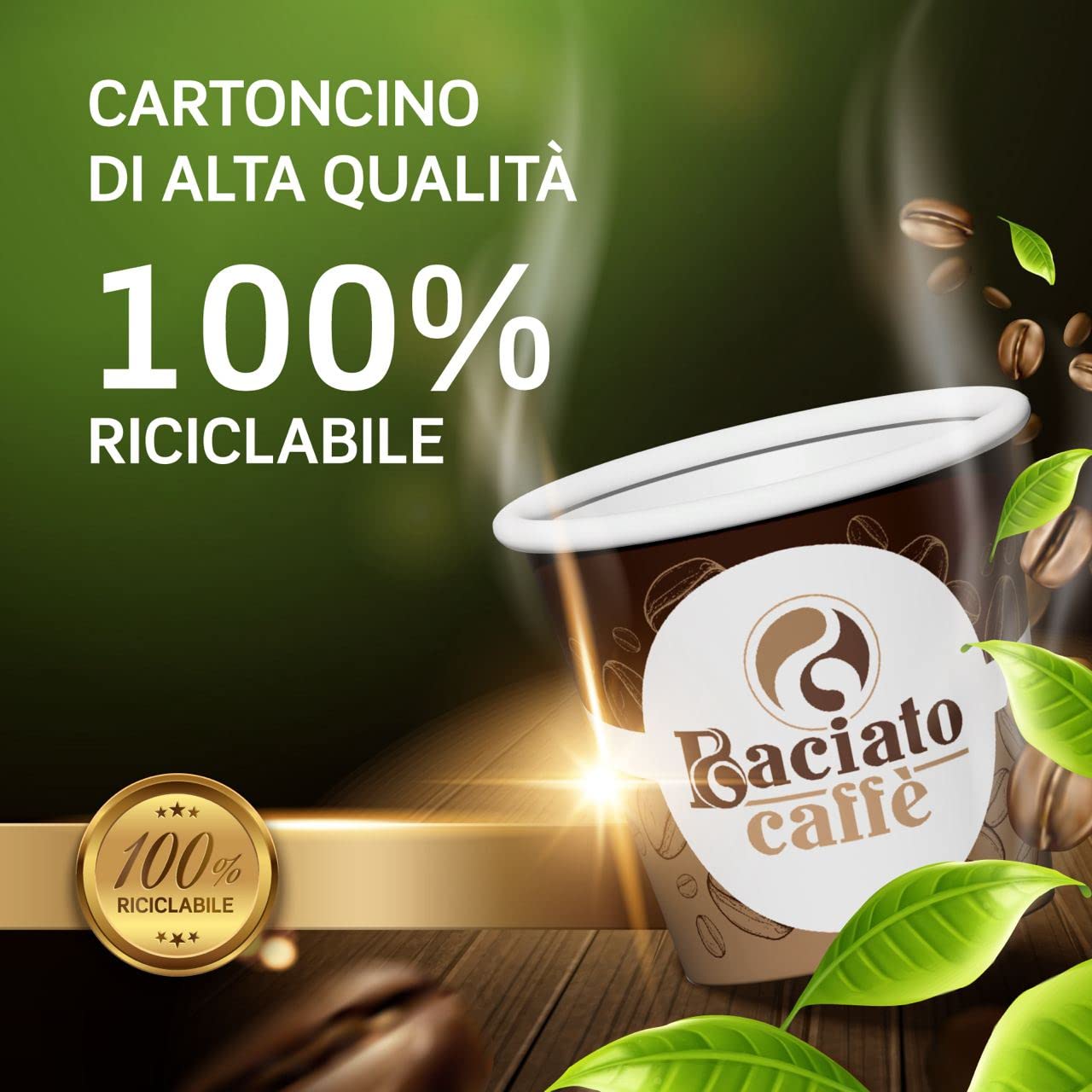 Eurocali Lot de 1000 verres en papier pour café 65 ml biseauté café biodégradable jetable fabriqués en Italie verres à emporter boissons chaudes - produits et emballés en Italie