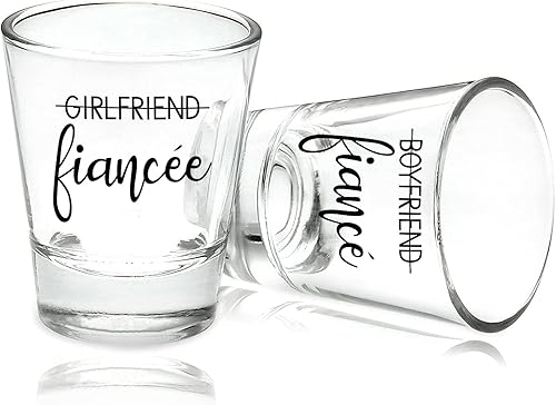 Juego de regalo de vasos de chupito para novio y novia, regalos de compromiso para parejas, prometida, prometida, regalo clásico para él y ella,