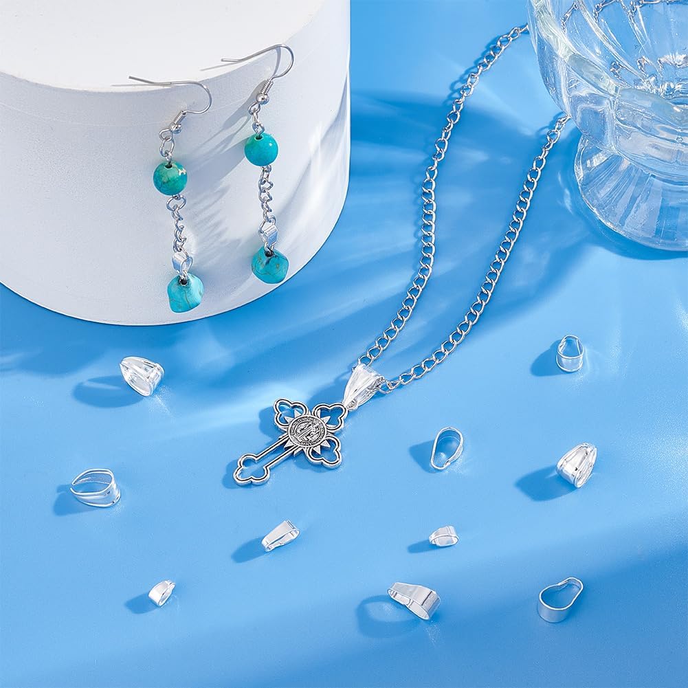 PH PandaHall 60pcs 6 Sizes Pendant Clasps, 925 Sterling Silver Plated Plated Pinch Clip Bail Clasp Chain Connectors for Necklaces Dangle Beads Pendants Jewelry DIY Crafts - Image 5