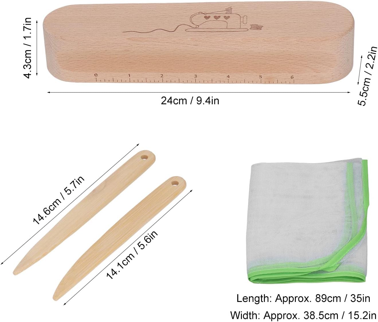 Tailors Clapper, Wooden Clapper Tool with Heat Protective Mat for Sewing, Quilting, Ironing, 24cm