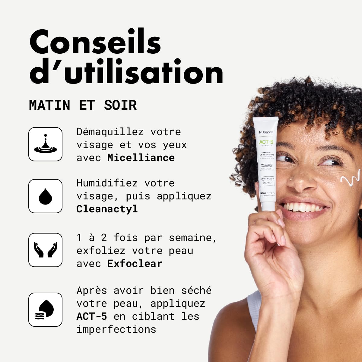 Nubiance Coffret Soin Visage Acné, Anti Point Noir, Peaux Mixtes