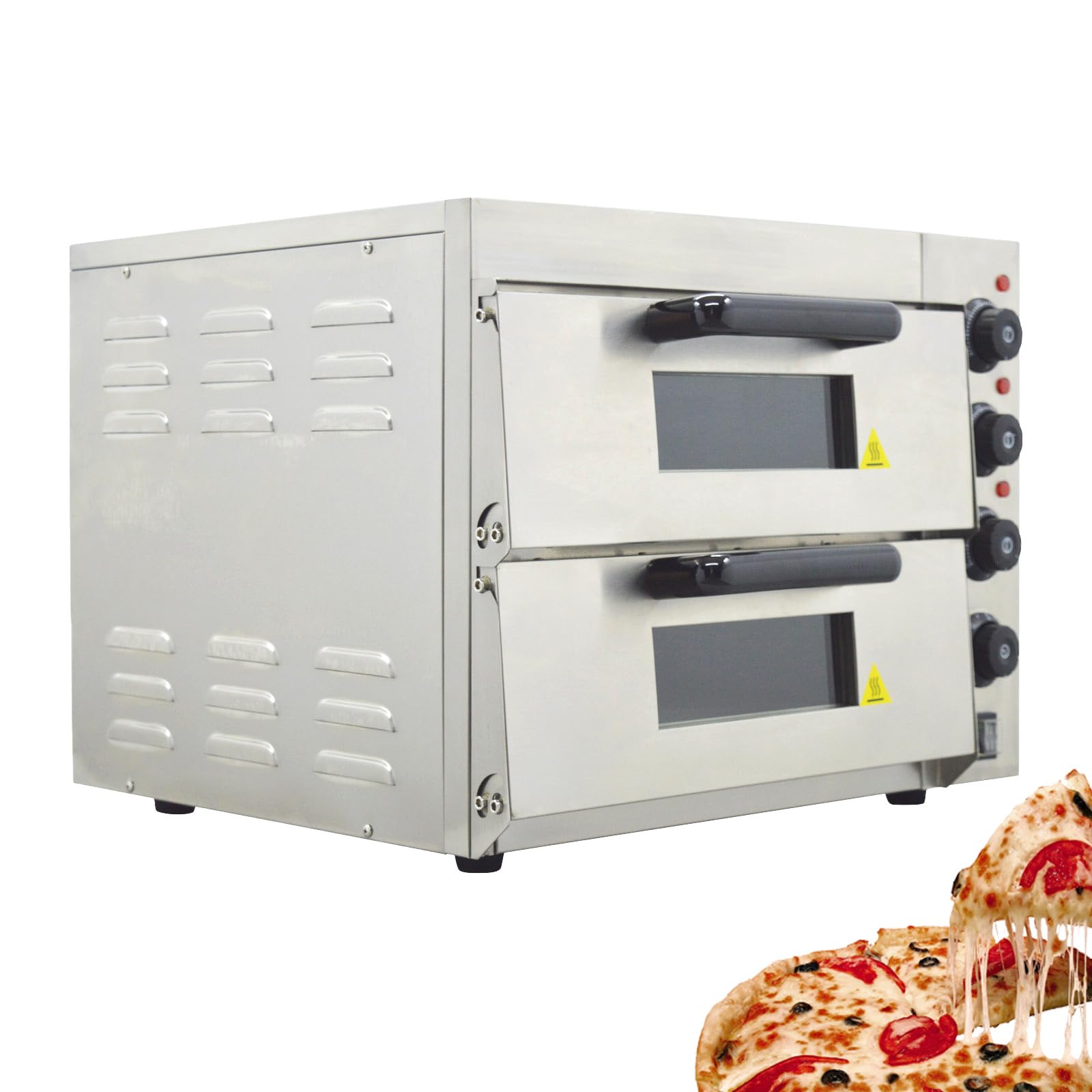 WYDDDARY Commercial Pizza Electric Oven Up to 350°C(662?) Stainless steel Double Pizza Oven Bakes 16-inch pizzas for gathering to Cookies,Bread,Cake 3000W/220V