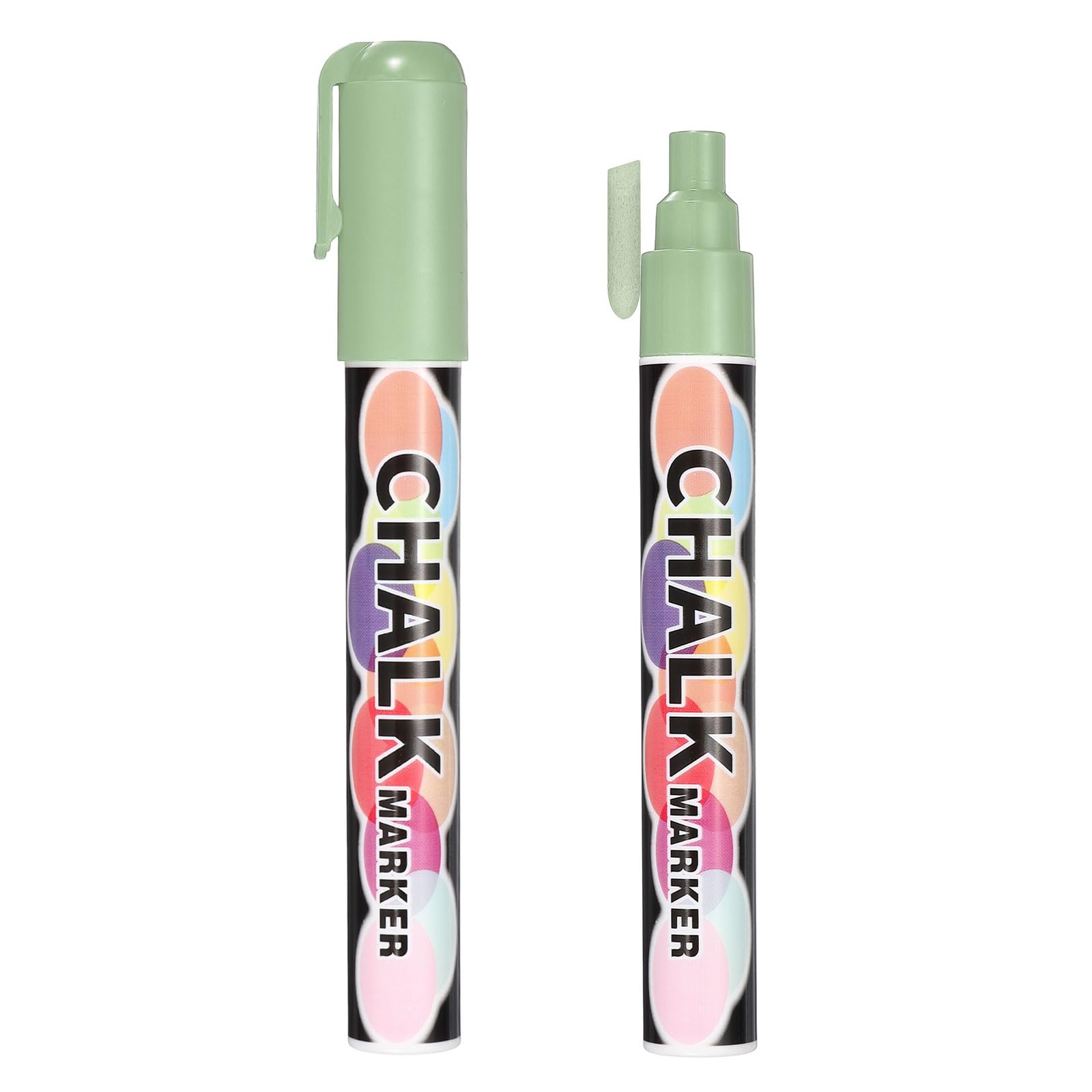 PATIKIL Liquid Chalk Markers 6mm, 2 Pcs Chalkboard Markers, Dry Erase Chalk Pens with Erasable Wide Fine Tip Wet Erase for Chalkboard Windows Blackboard Car Mirror Glass, Ocean Green