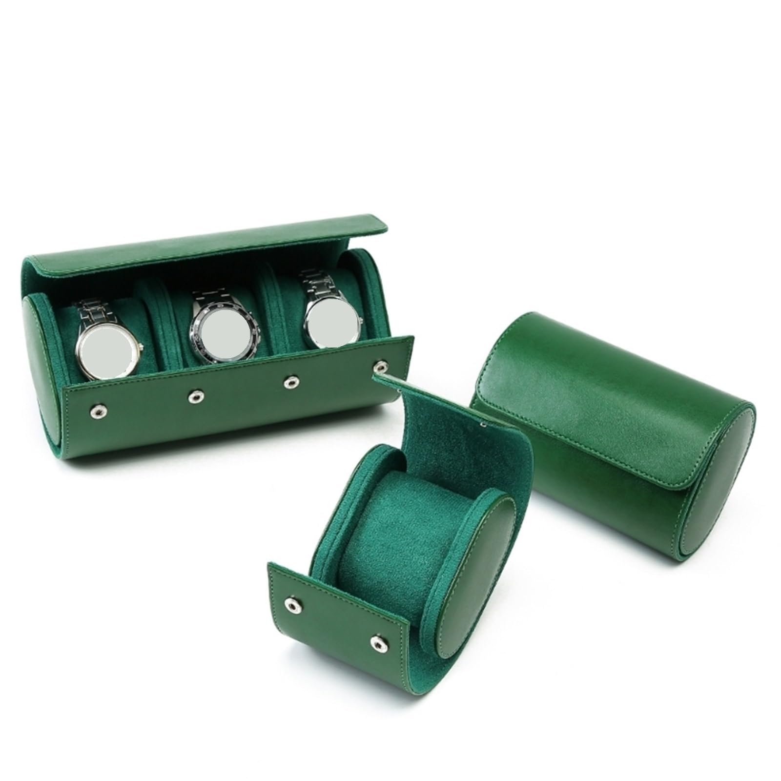 2 Piezas Estuche Organizador De Reloj De Viaje | Exhibición del joyero de la bolsa del almacenamiento del rollo del cuero de la PU for las mujeres de los hombres(L)