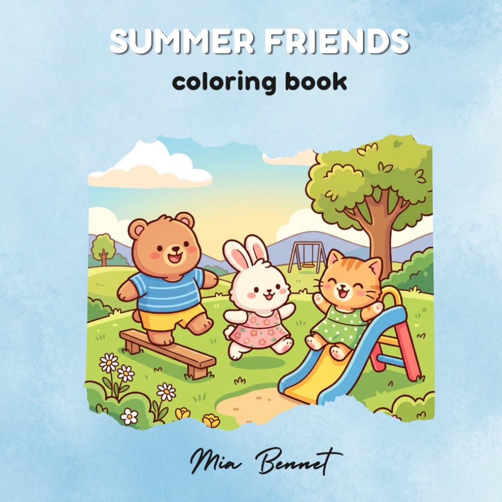Summer Friends: Coloring Book for Kids and Adults with Bold and Easy Designs
