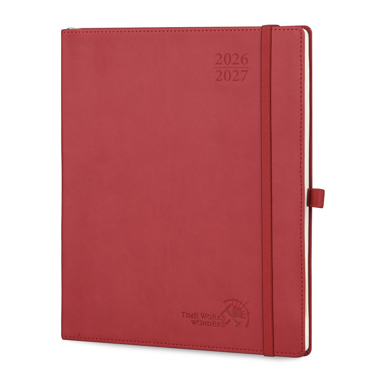 POPRUN Kalender 2026 2027 Wochenplaner (Aug.2026-Dez.2027) Softcover mit PU-Leder, ca. A4 (26,5 x 21,5 cm), 17-Monate-Terminplaner 1 Woche 2 Seite