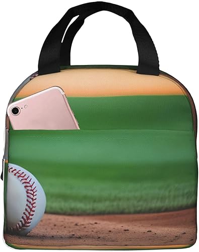 Lonchera de trabajo, bolsa de almuerzo de viaje de béisbol para mujeres y hombres, contenedor de almuerzo aislado reutilizable de gran capacidad