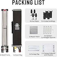 Vista 8 de CROWN SHADES Carpa con Toldo 10x10 Carpa Emergente Sombra Exterior con Pared Lateral de Bolsillos, Refugio Solar Fácil de Instalar con Instalación